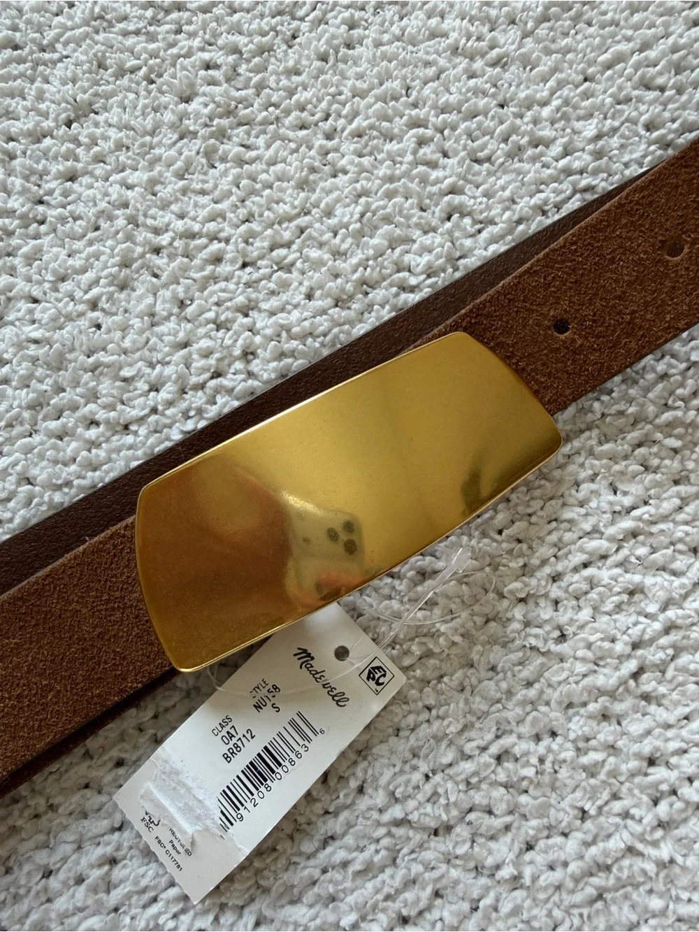Madewell Organic Hardware Belt Suede Aged Cognac Small NWT